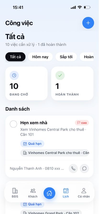 Lịch công việc môi giới